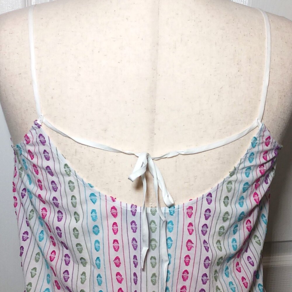 NEW ModCloth Can't Stop Giggling Embroidered Tie-Back Camisole White Dots Size M - Picture 4 of 12